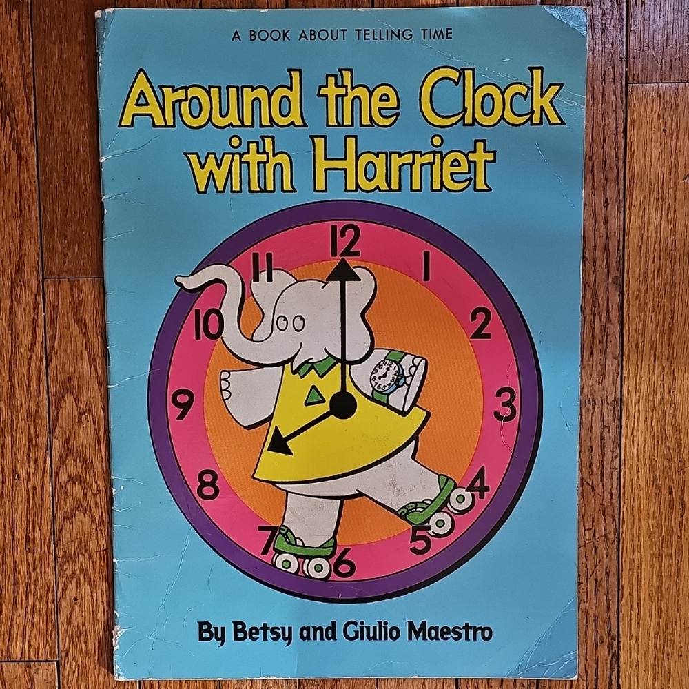 Vintage Big Book 'Around The Clock With Harriet' Paperback Classroom Book